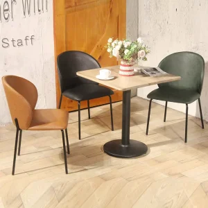 Minimalist Industrial Style Dining Chair Colorful PU Leather Padded Side Chair Elegant Bistro Coffee Shop Seating