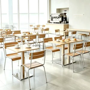 Minimalist Korean Style Aluminum Round Bistro Table and Chair Marine Plywood Top for Coffee Bakery Milk Tea Dessert Shop