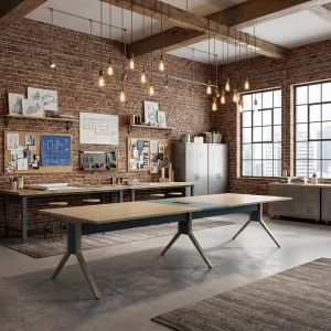 Minimalist Large Conference Table Wood Grain Meeting Desk Y Leg Metal Frame E1 Eco Board Executive Meeting Furniture