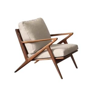 Minimalist Living Room Chair Solid Wood Fabric Single Armchair