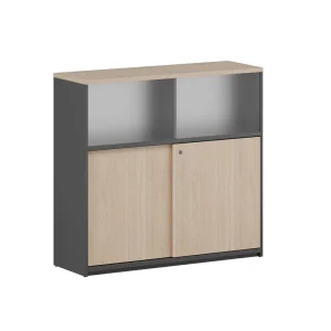 Minimalist Low Height E0 Office Storage Cabinet Double Door Side Filing Cabinet for Staff Walkway Workstation