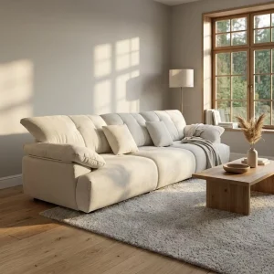 Minimalist Luxury Italian Simple Design High End Velvet Chenille Upholstered Extendable Sofa Sectional Couch for Living