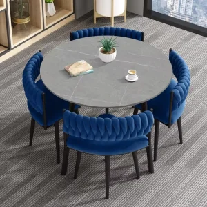 Minimalist MDF Top Dining 1 Table 4 Fabric Chairs Modern Restaurant Furniture Hotel Mall Apartment with Chairs Sets