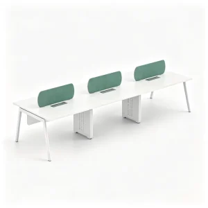 Minimalist Metal Leg Office Workstation 6 Person Cluster Desk Eco Friendly Panel Office Table for Coworking Space