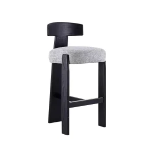 Minimalist Modern Creative Design Solid Wood Frame Bar Stool Armrests Soft Bag Seat Nordic Japanese Style High Stool for Bars