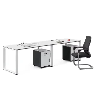 Minimalist Modern Durable square Tube Leg Staff Desk with Storage Face to face Multi person Office Workstation Combination