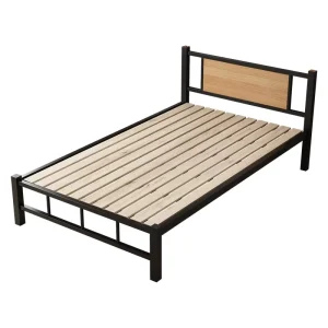 Minimalist Modern Iron Frame Single Tier Bed for Apartment Student Dormitory Guesthouse Thickened Adult Profile Bed