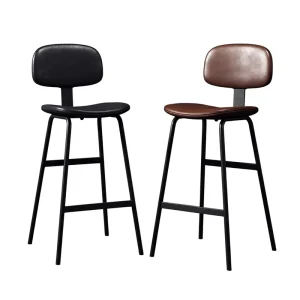 Minimalist Modern Metal Frame Movable Soft Back High Bar Stool for Home Bar Island Table and Front Desk Use