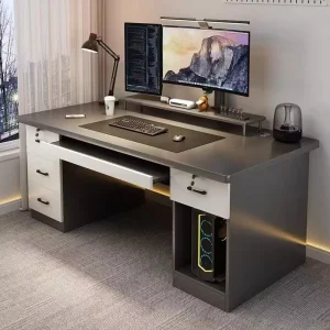 Minimalist Modern Office Desk and Chair Set with Bookshelf Dining Room Workstation Computer Desk with Drawers Bedroom