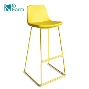 Minimalist Modern Yellow PU Leather High Leg Metal Frame Designer Kitchen Bar Stool Chairs for Counter Bar Club