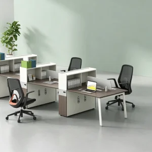 Minimalist Modular Staff Workstation 2/4/6 Seater Office Desk with Partition and Storage