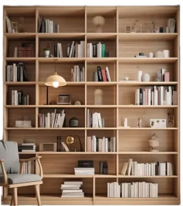 Minimalist Multi-functional Oak Open Bookshelf Storage Cabinet Custom Upholstered Seating Pet House Home Office