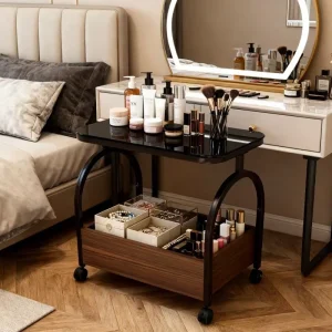 Minimalist Multifunction Storage Movable Cart with Wheels Coffee Table Living Room Coffee Table