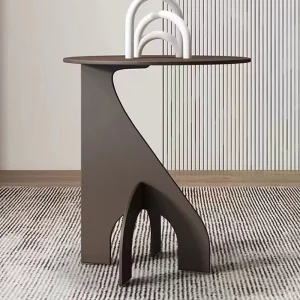 Minimalist Nordic Brushed Stainless Steel Special Shaped Round Side Table Stable Durable for Living Room Furniture Decor
