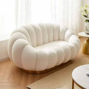 Minimalist Nordic Living Room Chair Velvet Wool Fabric Single Sofa Lazy Armchair Bean Bag Sofa