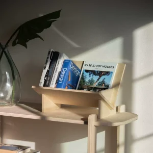 Minimalist Plywood Magazine Rack Book Display Shelf Modern Desktop Organizer Stand V Shaped Natural Office Storage Unit Tray