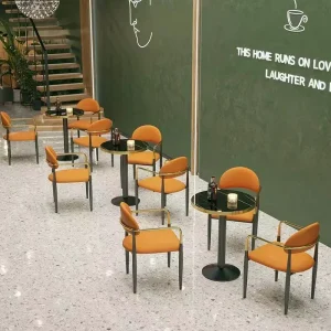 Minimalist Restaurant Furniture Booth Sofa Set Commercial Grade Metal Customized Themed Bar Cafe Western Glass