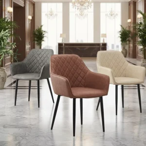 Minimalist Restaurant Hotel Modern Luxury Metal Leather Upholstered Dining Chairs for Dining Room