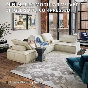 Minimalist Single Square Sofa Random Combination Vacuum Compressing Sponge Velvet Cloth Modular Sectional Sofa Bed Mall