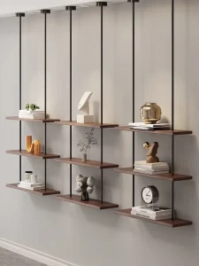 Minimalist Solid Wood Eco Board Ceiling Mounted Wall Hanging Bookshelf Creative Display Storage Rack
