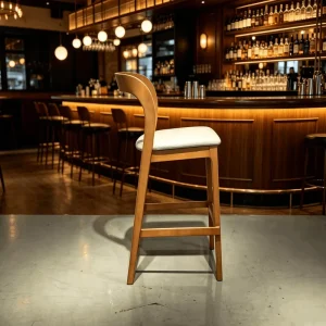 Minimalist Solid Wood bar Stools High quality Wooden Frame with Comfortable Soft Padding Suitable for Bars and Cafes
