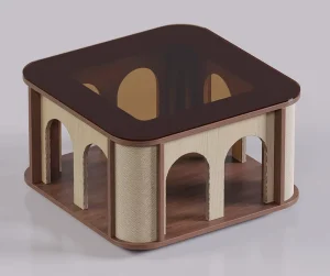 Minimalist Square Coffee Table Tempered Glass Caster Wheels Shared Center Table M1039
