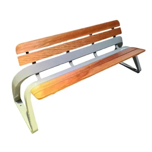 Minimalist Stainless Steel Frame Wooden Bench Seat for Resting in School Campus Libraries