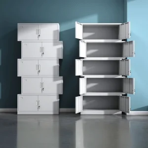 Minimalist Steel Office File Cabinet with Thickened Design Lock Drawers Fireproof Features Glass Door for Document Storage