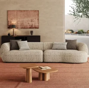 Minimalist Style Curved Fabric Sectional Sofa Set 3 Seater Modular Design for Apartment Living Room
