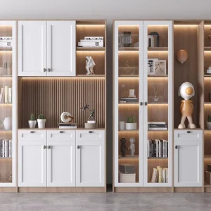 Minimalist Style Customizable Library Storing Bookcase with Wood Hidden Door Design for Home Living & Office Furniture