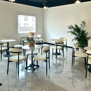 Minimalist Style Dining Tables and Chairs White Color Suitable for Cake Shops and Cafes Customization Services Available