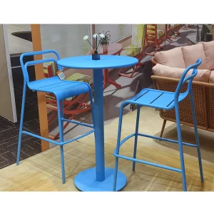 Minimalist Style Weatherproof Metal Outdoor Bar Table Chair Set Modern Aluminum Patio Furniture for Hotel Villa and Courtyard
