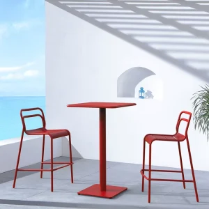 Minimalist Style Weatherproof Metal Outdoor Bar Table Chair Set Modern Patio Furniture for Hotel Villa and Courtyard