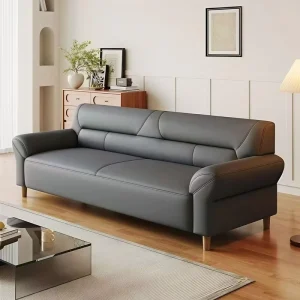 Minimalist Upholstered Convertible Living Room Sofa Set with Faux Leather in Stock High Density Sponge for Apartments and Hotels