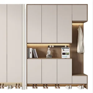 Minimalist Wall Mounted Shoe Cabinet with Sliding Door for Apartment Entryway Furniture