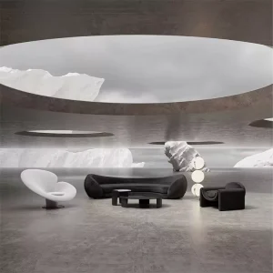 Minimalist White Fabric Half Moon Shape Sectional Sofa Modern Round Couch Hotel Lobby Circular Sofa Special Shaped Cashmere Sofa