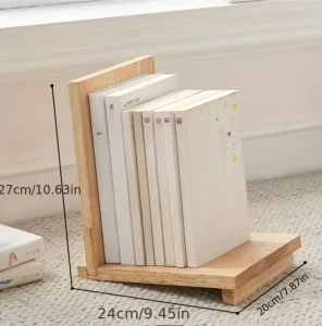 Minispace Creative Solid Wood Mini Desktop Bookshelf Vertical Minimalist Design Handcrafted Office Desk Organizer Bookend Shelf