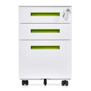 Mobile 3 Drawer Metal Pedestal Cabinet Modern Filing Cabinet for Home Office School Use