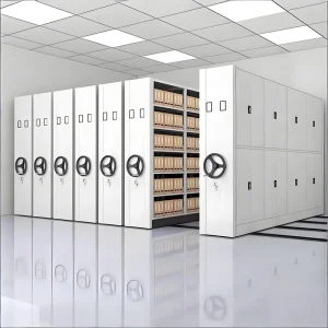 Mobile Archive Shelving System Adjustable Metal Filing Cabinet Movable Compact Book Shelf for Home Library Bank Hospital Office