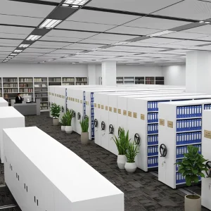 Mobile Archive Shelving System Adjustable Metal Filing Cabinet Movable Compact Bookcase for Library Bank Hospital Office
