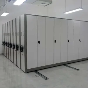Mobile Compact Metal Modern Shelving System with Adjustable Height and Large Capacity for Vertical Movable File Archive Storage
