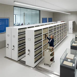 Mobile Compact Steel Shelving File Storage Cabinets for School Use Manually Operated High Density Storage Systems