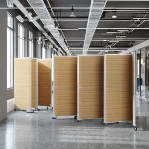 Mobile Cubicle Office Privacy Screen Partition Folding Room Divider Screen With Wheels