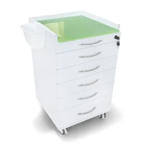 Mobile Dental Cabinet With Tempered Glass Tabletop Multi Drawer Medical Storage Trolley Cabinet for Beauty Salon