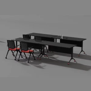 Mobile Flip Top Training Table with Locking Casters Nesting Foldable Desk for Training Room Seminar and Office