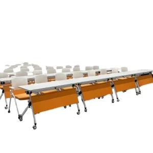 Mobile Foldable Flip Top Training Table BIFMA Certified Plastic Frame Office Desk PU Castors Custom Modern Hotel Training Room