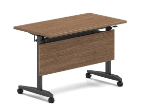 Mobile Foldable Office Table With Wheels Space Saving Classroom Desk Modern Portable Folding Table Metal Frame Meeting Training Table