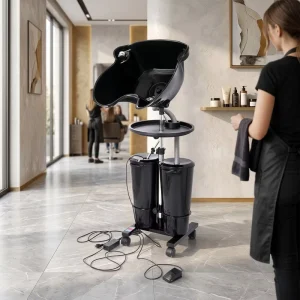 Mobile Height Adjustable Plastic Shampoo Sink Modern Electric Pump Portable Hair Washing Basin for Salon Home & Living Room Care