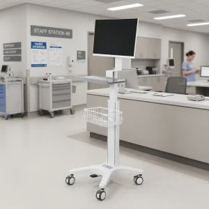 Mobile Hospital Computer Cart Height Adjustable Medical Laptop Trolley Portable Nurse Workstation Trolley