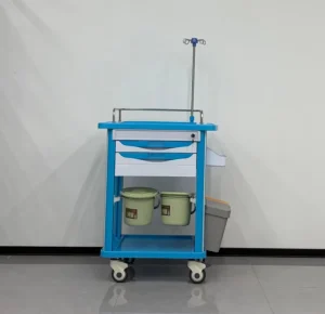 Mobile Hospital Treatment Trolley Medical Cart with Central Lock 304 Stainless Steel Guardrail and Silent Wheels